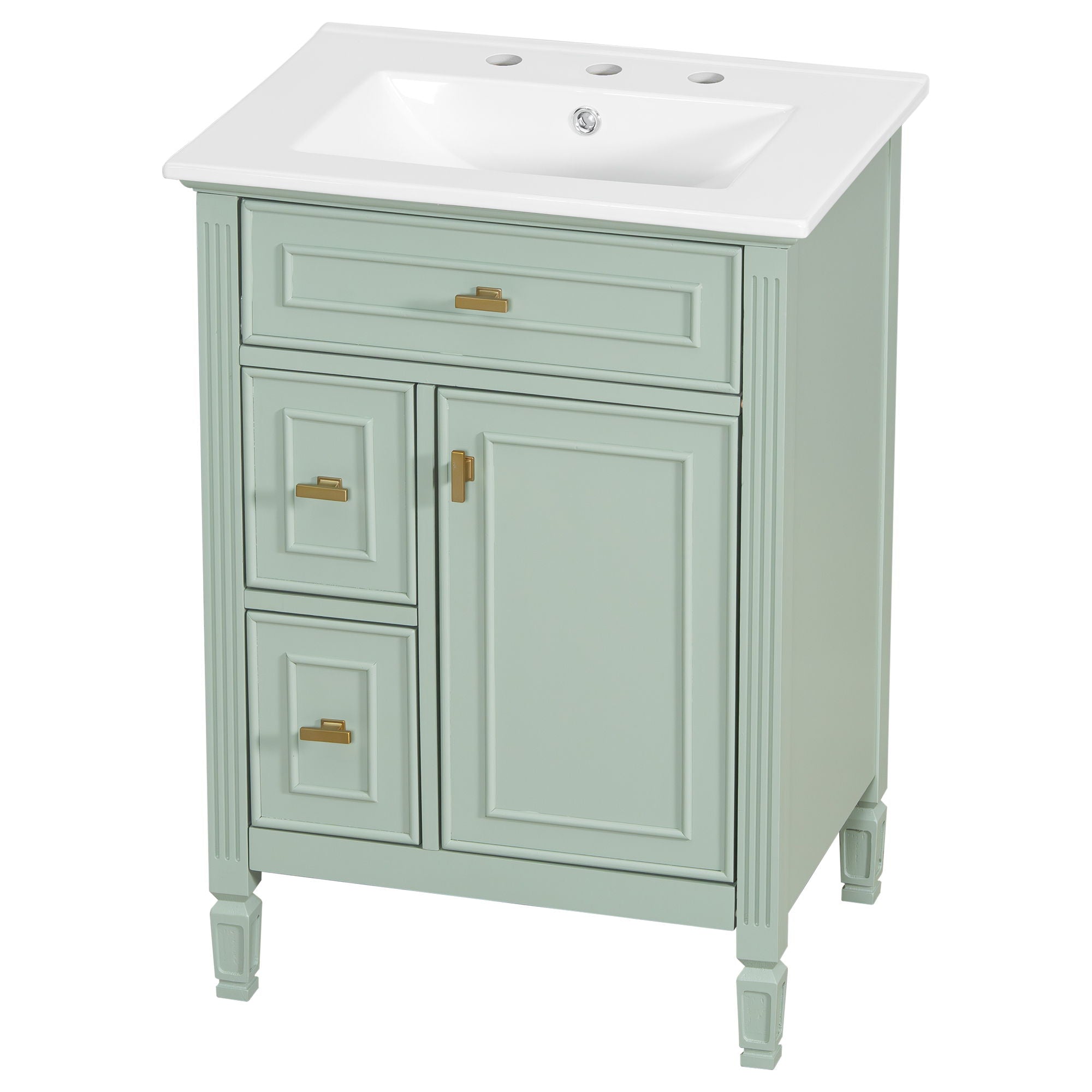 Bathroom Vanity With Sink, Flip Drawer, 2 Drawers, Adjustable Shelf