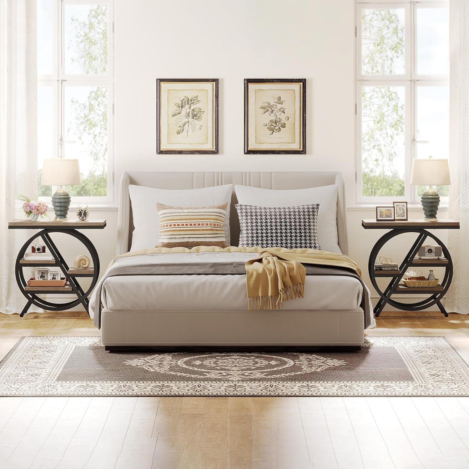 Modern Narrow End Table With 3 Tier Shelves