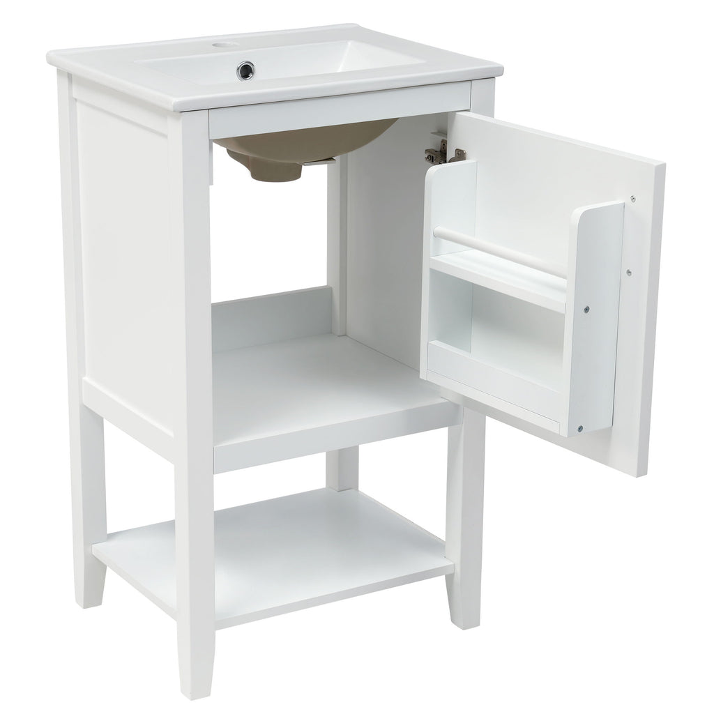 Modern Bathroom Vanity With Sink, Soft-Closing Door And Open Shelf
