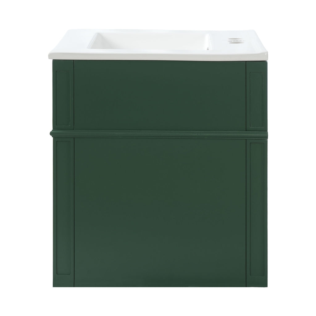 Wall Mounted Bathroom Vanity With Tip Out Drawer And Open Back Design