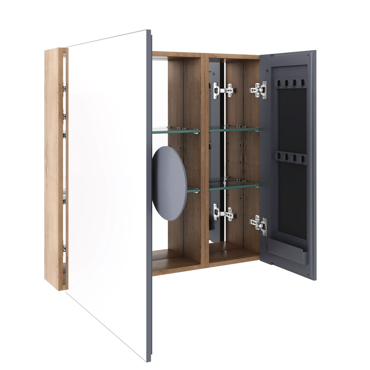 33.56" Wall Mounted Bathroom Cabinet With Adjustable Shelves - Imitative Oak