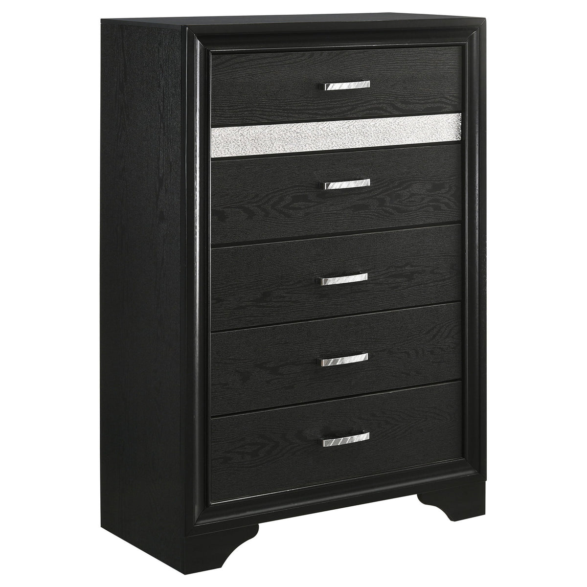Modern Bedroom Set With Upholstered Headboard And Textured Storage