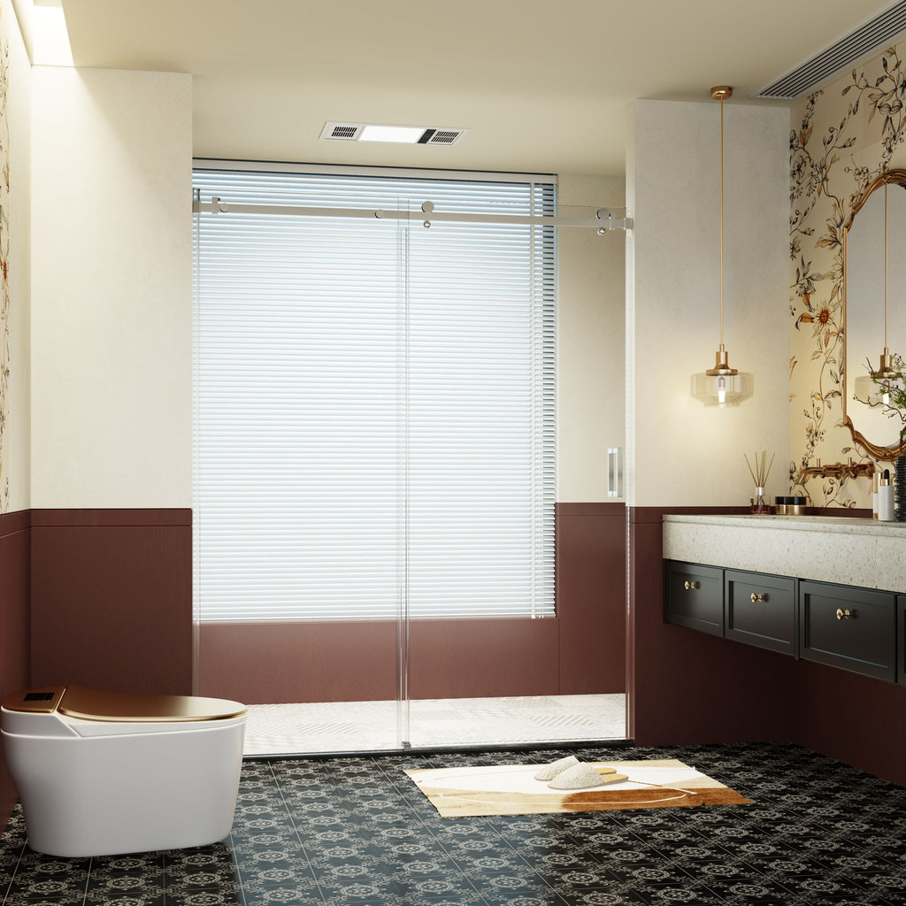 Frameless Single Sliding Shower Door, Sgcc Tempered Glass, Reversible