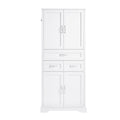 Tall Bathroom Storage Cabinet With 4 Doors 3 Drawers Adjustable Shelves - White