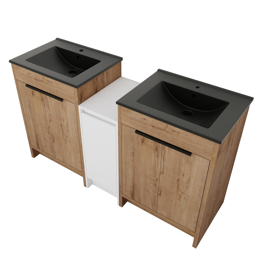 Freestanding Bathroom Vanity With Sink, Storage Cabinets, Soft Closing Doors