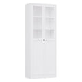 Tall Metal Kitchen Pantry Cabinet With Adjustable Shelves And Silent Magnetic Doors - White