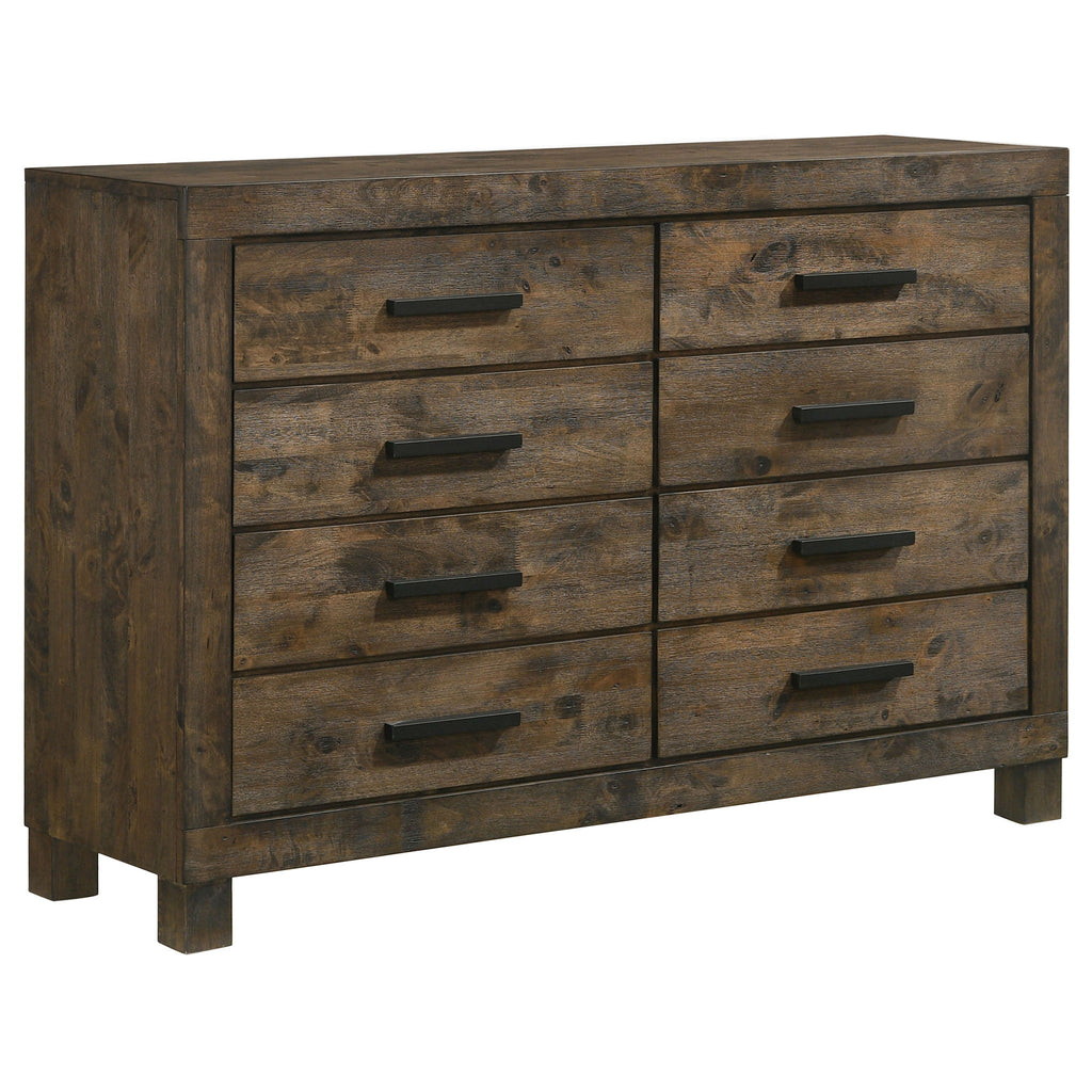 Greely - 5 Piece King Storage Bedroom Set Includes Bed, Nightstand, Dresser, Mirror & Chest - Rustic Brown