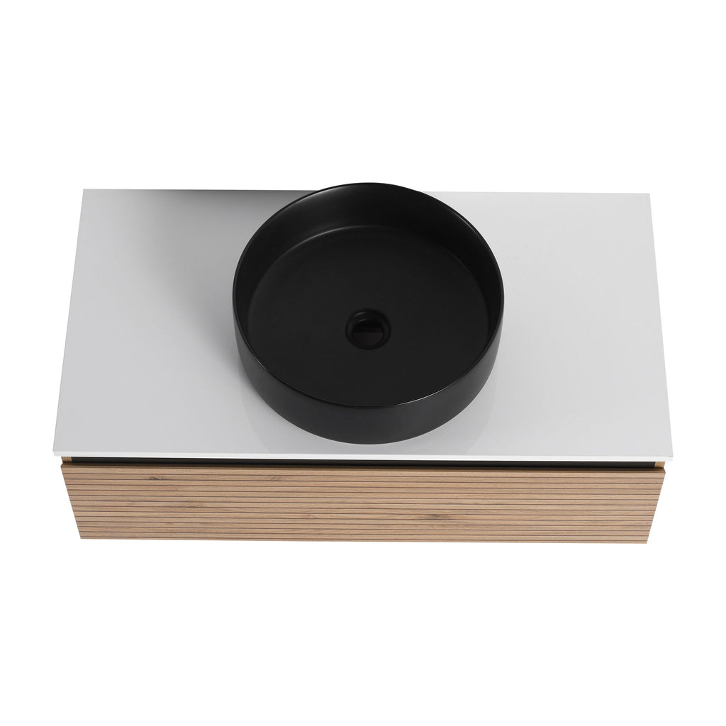 Wall Mounted Bathroom Vanity With Art Sink & 1 Soft Close Drawer