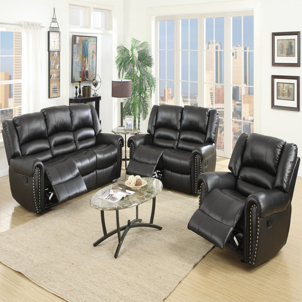 Plush Relax Power Reclining Loveseat 2 Seat Couch With USB Charging Armrest Cushion Living Room Furniture - Black