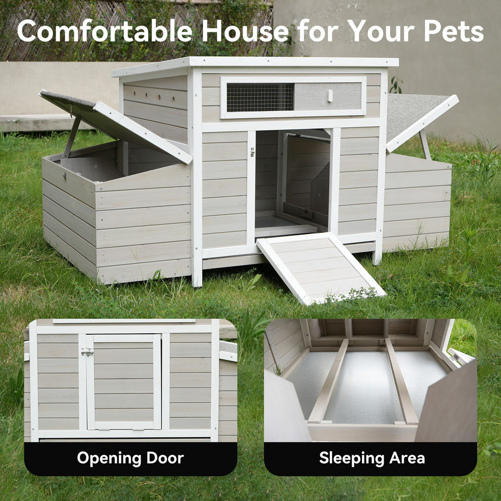 Large Chicken Coop Outdoor Hen House With Dual Nesting Boxes