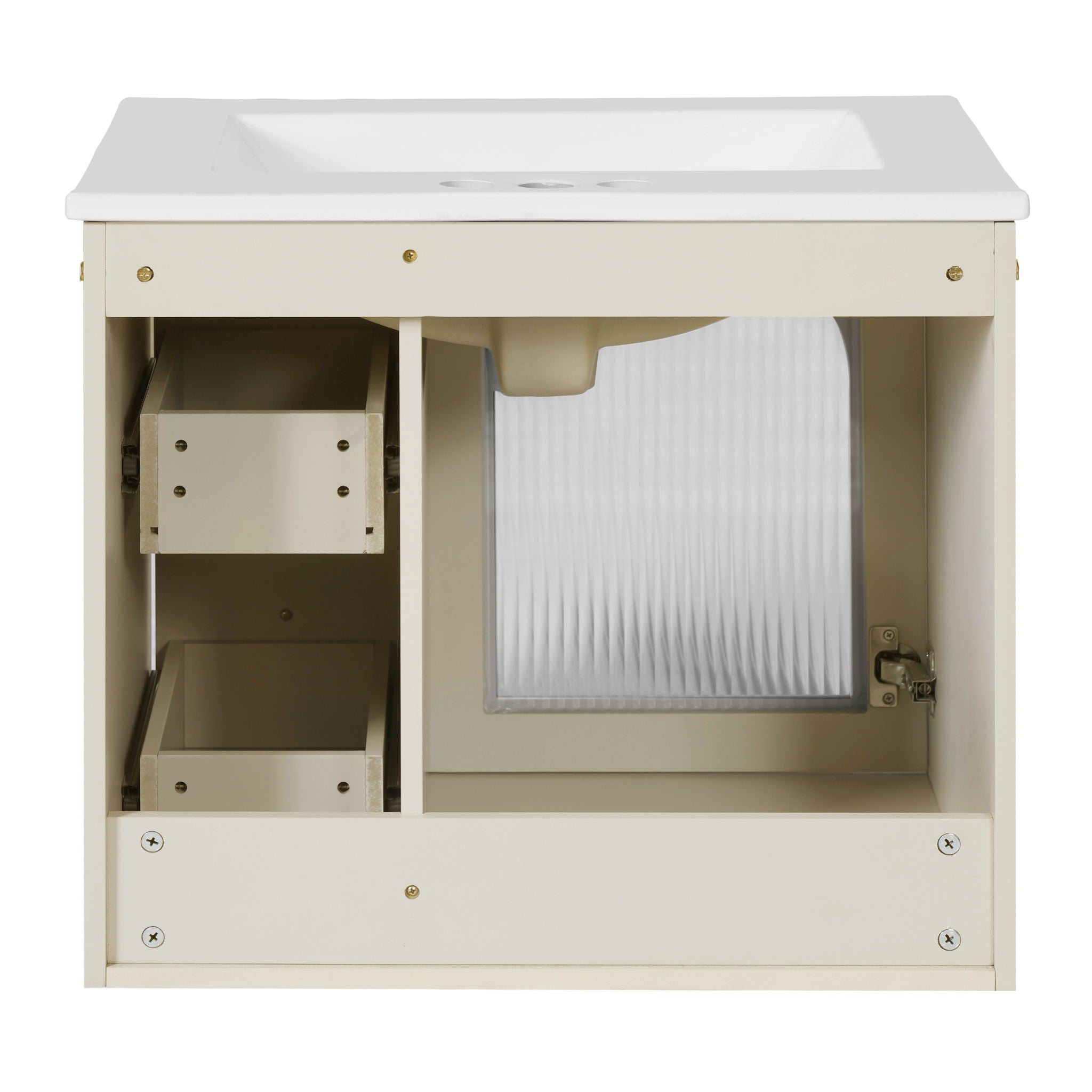 Wall-Mounted Bathroom Vanity Set With Sink, 2 Drawers And Soft-Close Door