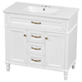 Bathroom Vanity With Sink, Flip-Out Top Drawer, Soft Close Doors, 2 Storage Drawers