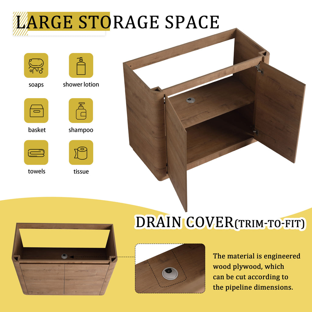 Freestanding Bathroom Vanity With Sink & 2 Soft Close Doors