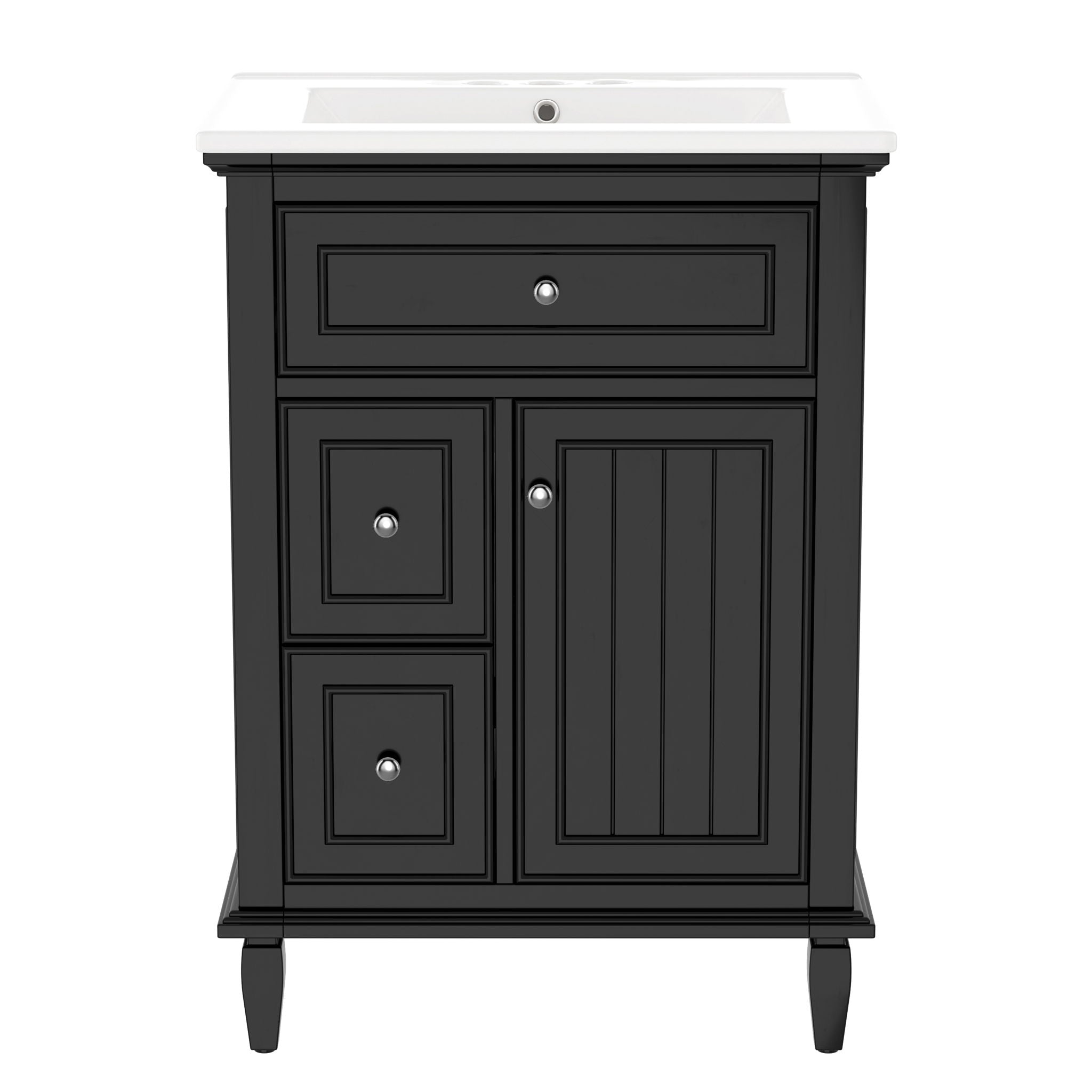 Modern Bathroom Vanity With Sink, Adjustable Shelf, 1 Flip Drawer & 2 Drawers