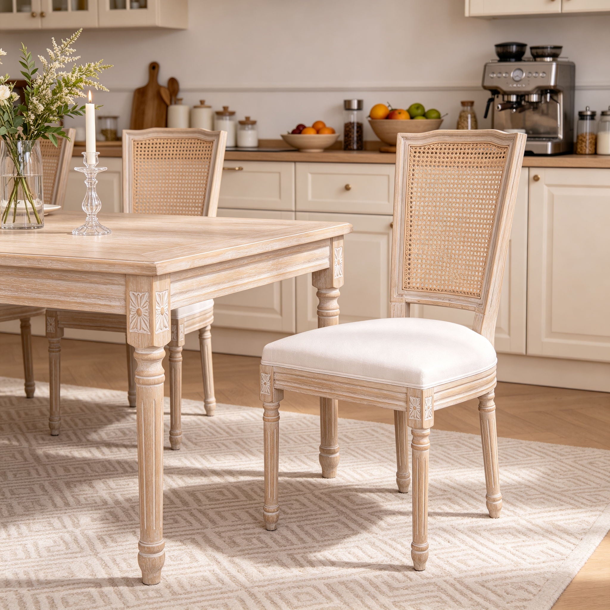 Upholstered Dining Chairs With T - Shaped Back (Set of 2) - Beige