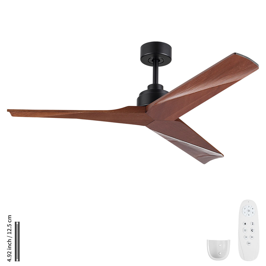 Ceiling Fan Without Light, DC Motor, No Light, Quiet Reversible Ceiling Fan For Living Room - Black