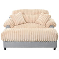 Chaise Lounge Cloud Sofa With 2 Throw Pillows - Champagne