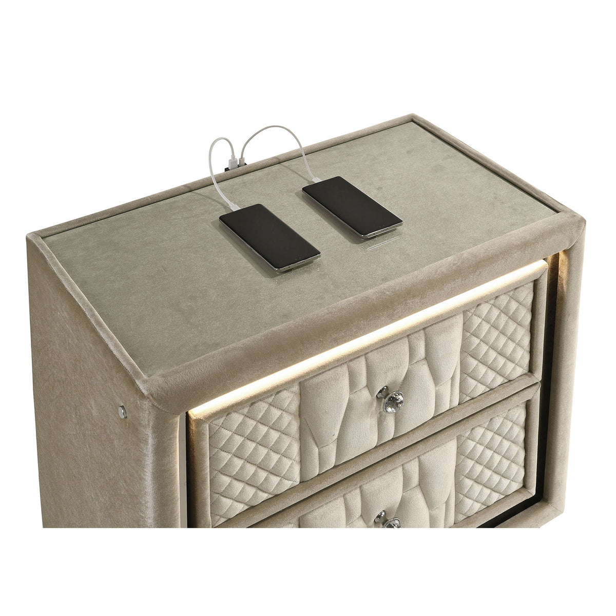 Mika - 2 Drawer LED Nightstand With USB