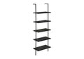 Bookshelf, Bookcase, Etagere, Ladder, 5 Tier, For Office, Marble Look Contemporary & Modern - Black
