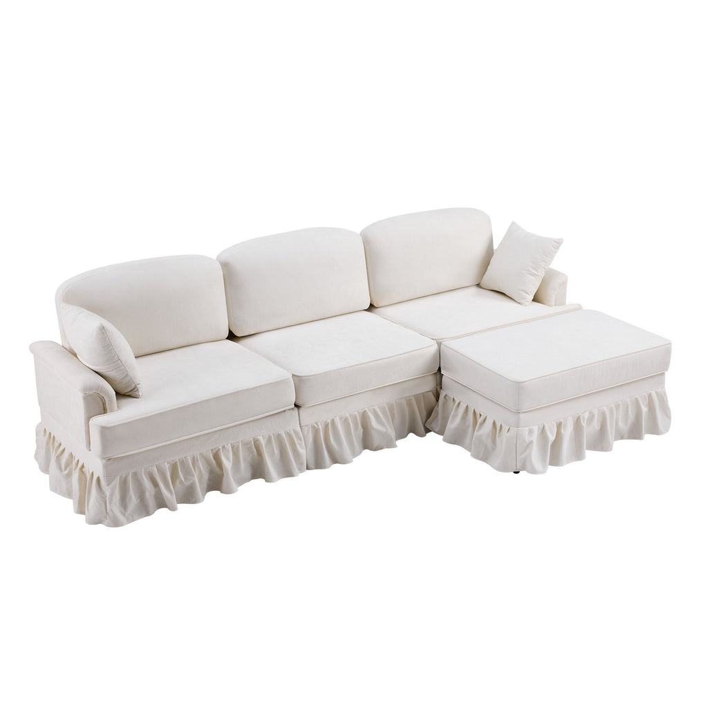 Cloud Sofa With Removable Ruffled Skirt With Ottoman And Flared Arms