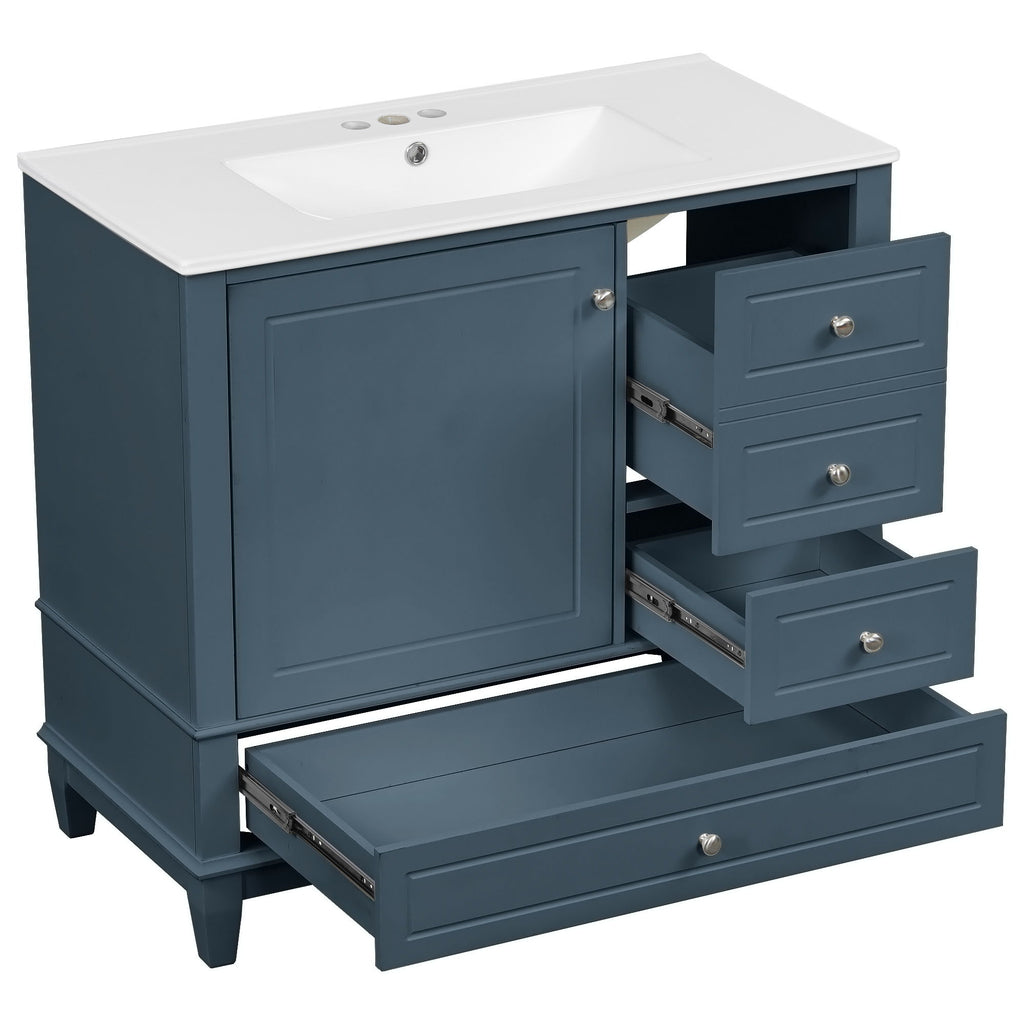 Modern Bathroom Vanity With Sink, 3 Drawers & Cabinet
