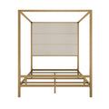 Canopy Bed With Tall Upholstered Headboard, 4 Poster Frame