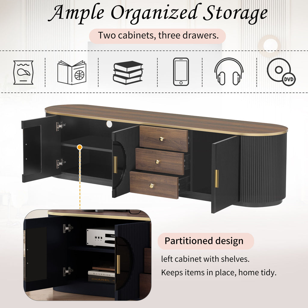 Modern Minimalist TV Stand For TVs Up To 80" With 3 Drawers And 1 Shelf