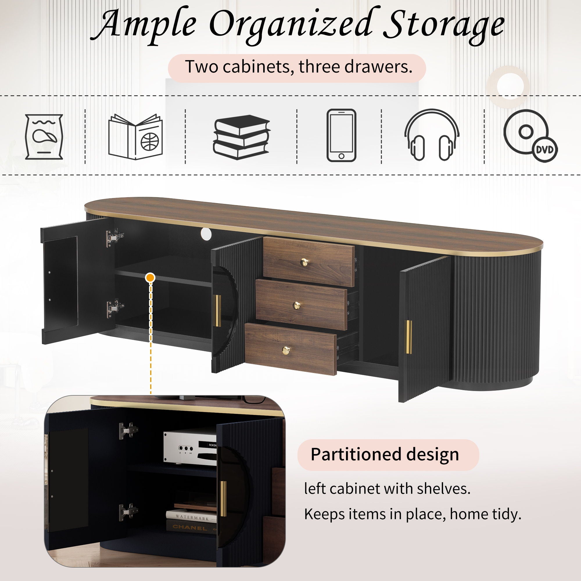 Minimalist TV Stand With 3 Drawers And 1 Shelf