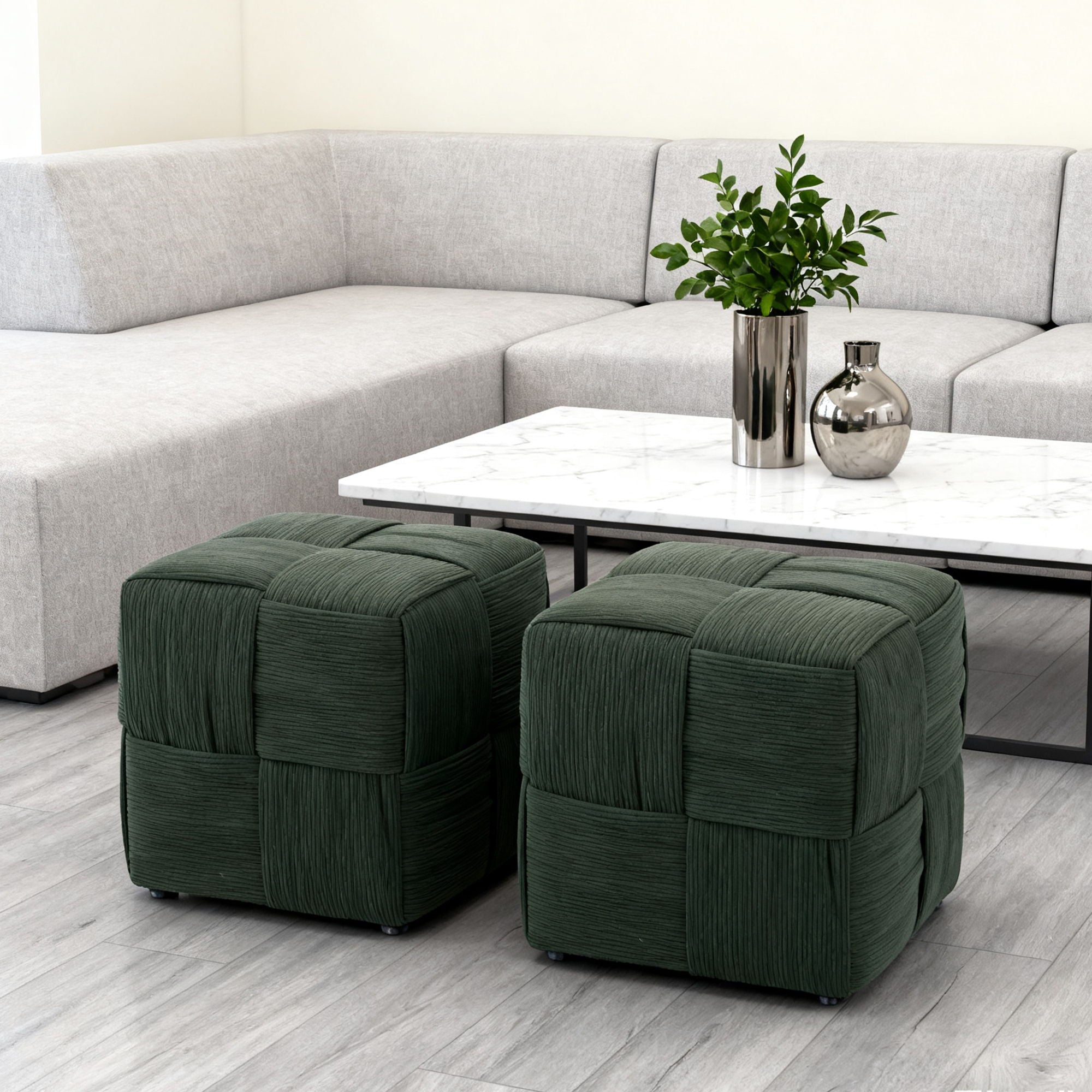 Modern Ottoman Foot Rest With Woven Design