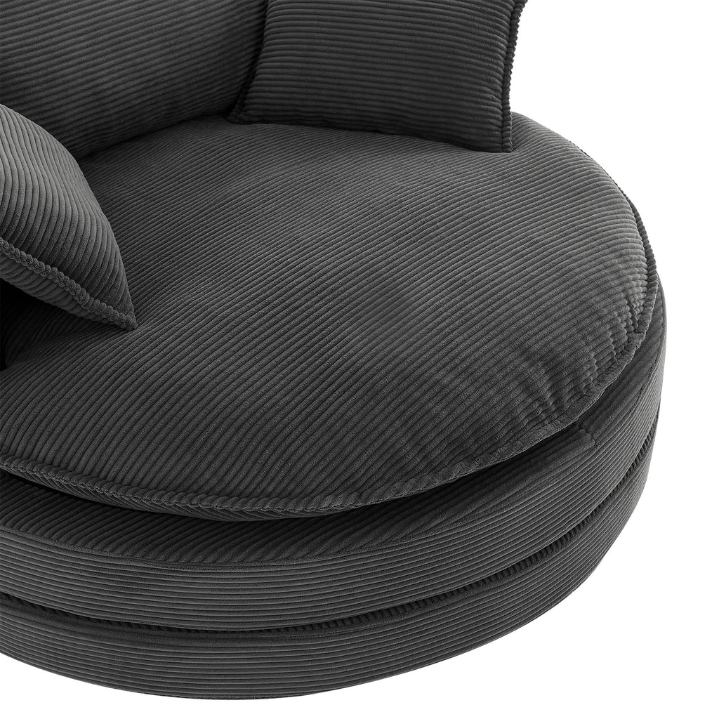360° Swivel Accent Barrel Chair With Dual Layer Cushion And 3 Removable Pillows