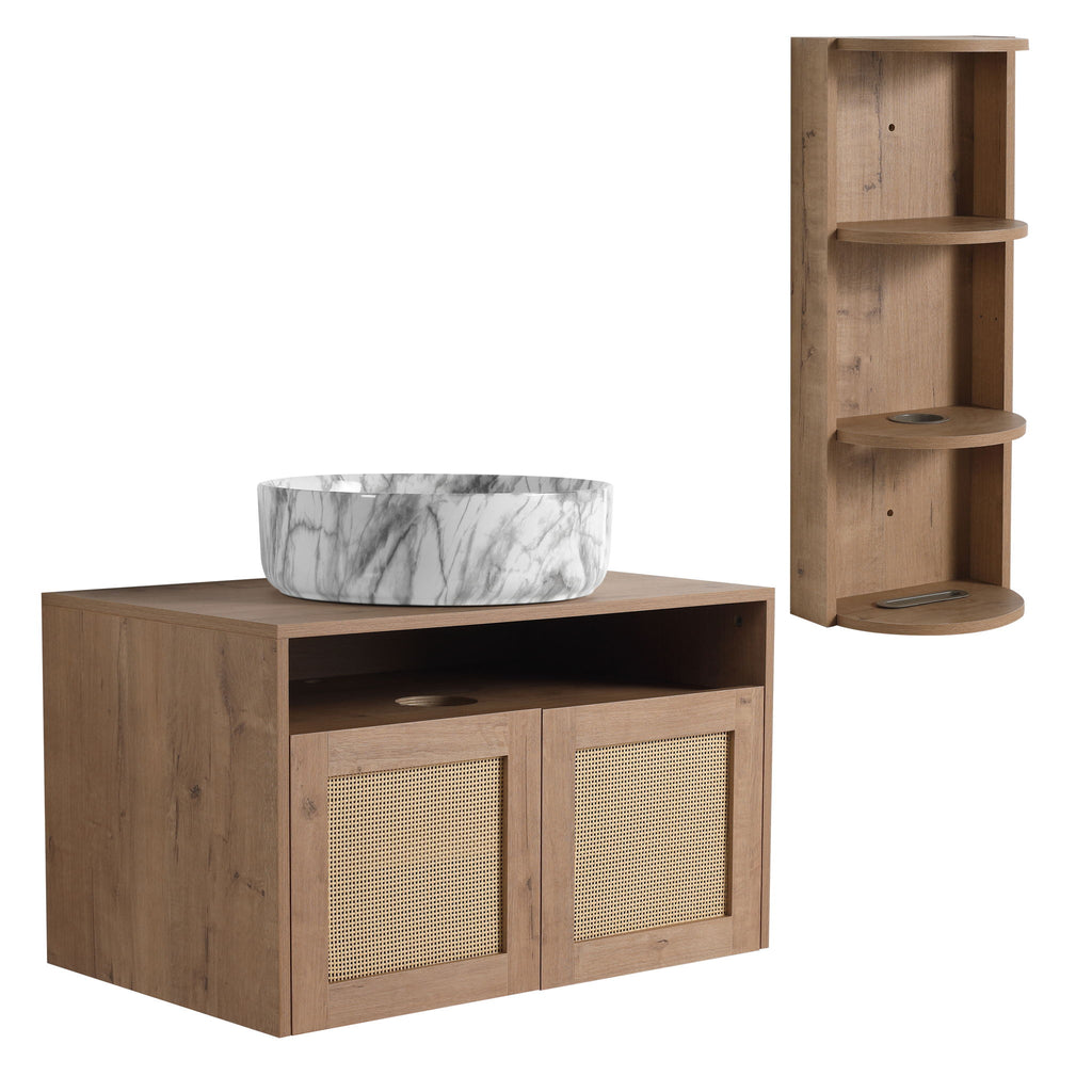 Bathroom Vanity & Art Sink And Storage Rack, Float Mounting Design