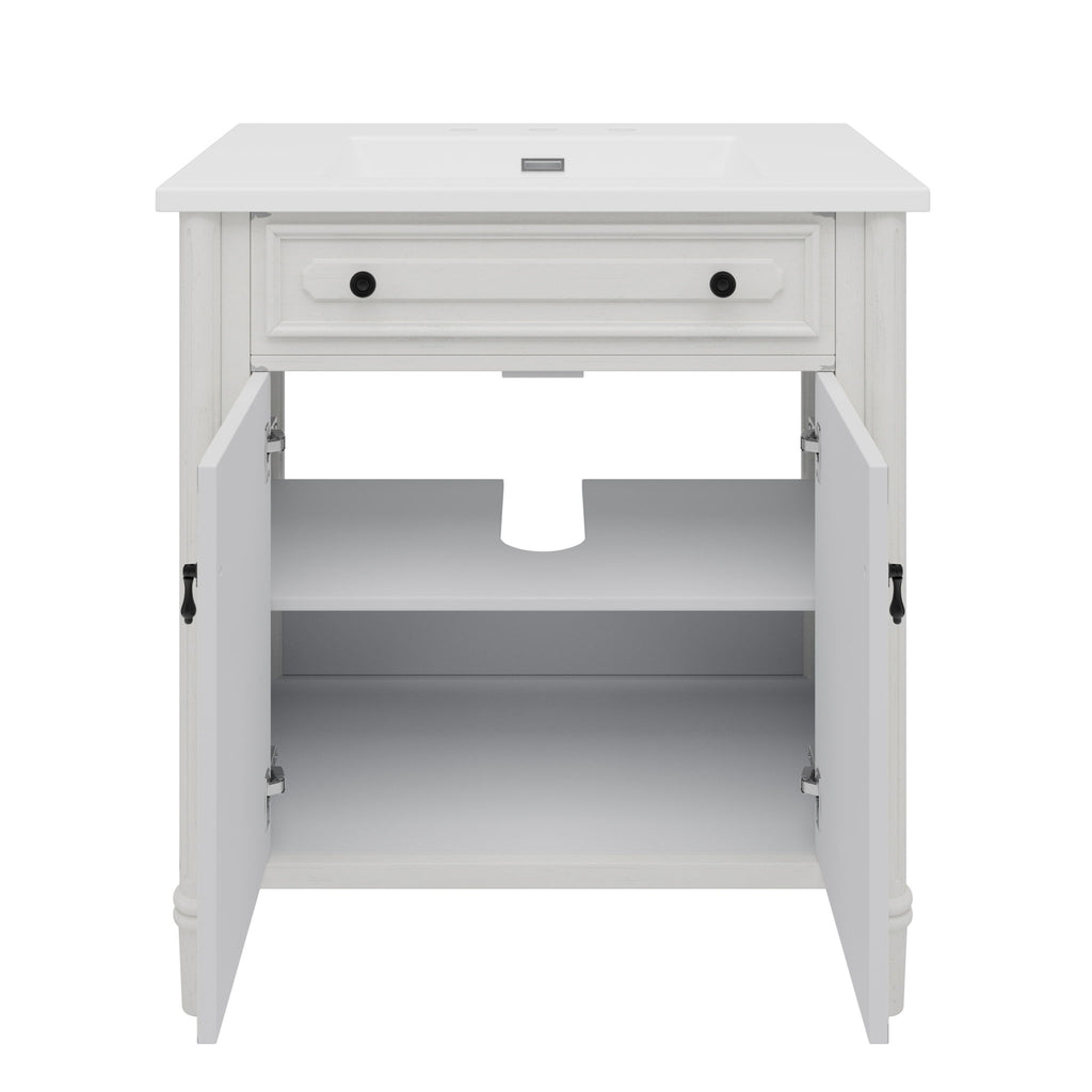 Vintage Bathroom Vanity With Sink, Rustic Cabinet With Soft Close Doors