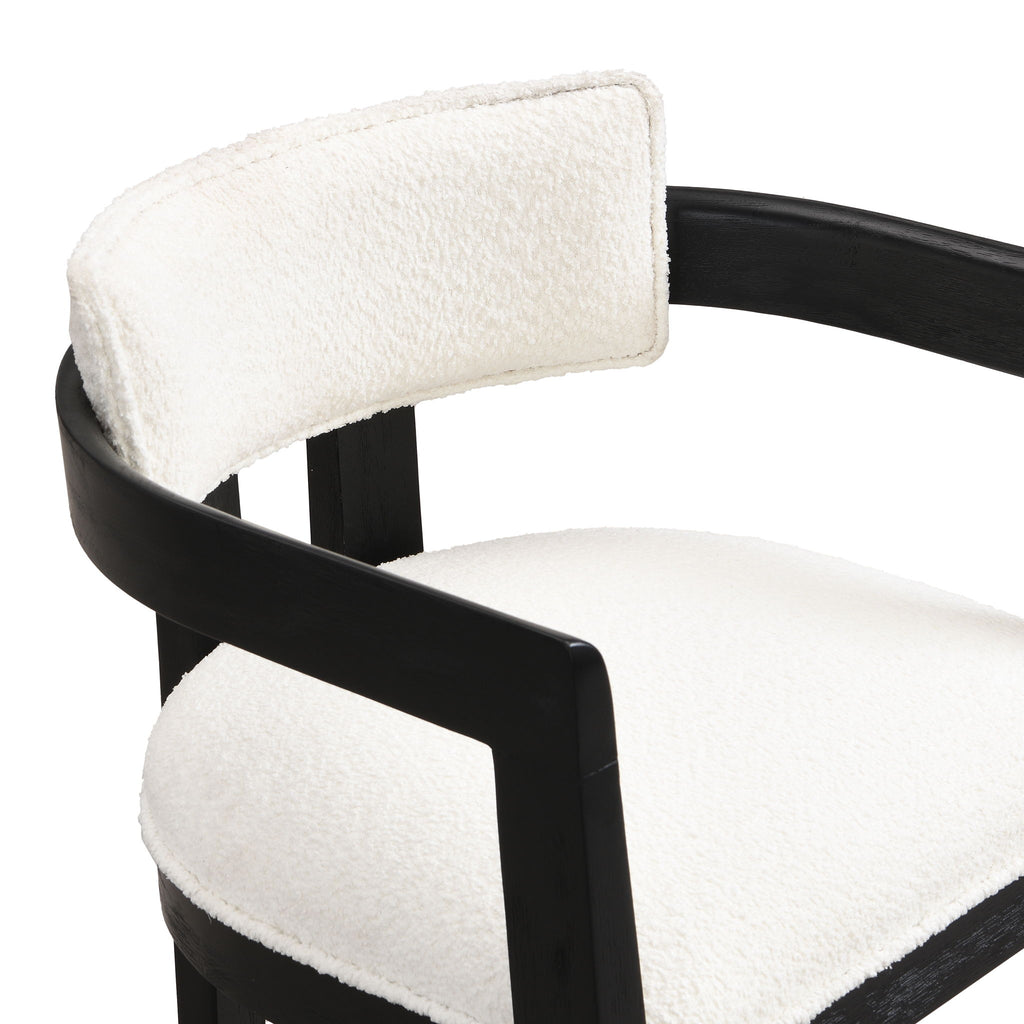 Modern Boucle Fabric Dining Chair With Armrest