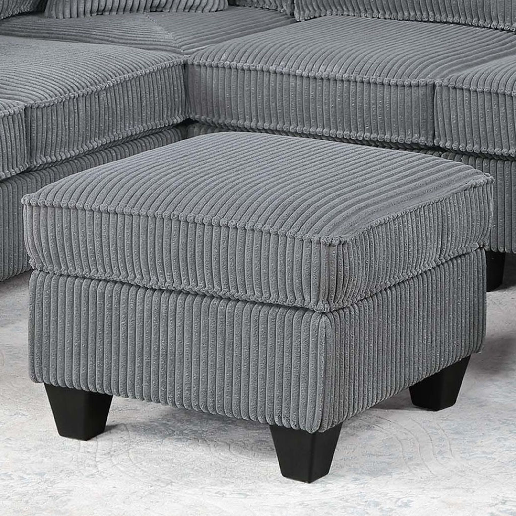 Left Arm Facing Loveseat With USB Port And Storage Sectional Set With Corner Wedge Armless Chair And Cocktail Ottoman - Fog