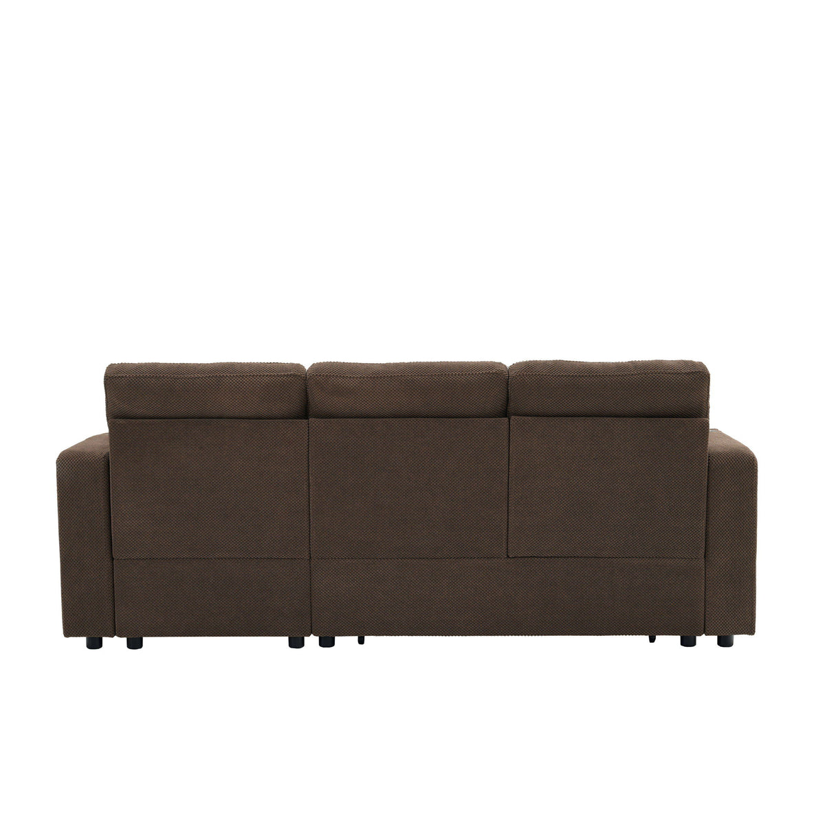 Convertible L - Shaped Sectional Sofa Bed With Storage Chaise, Cup Holders