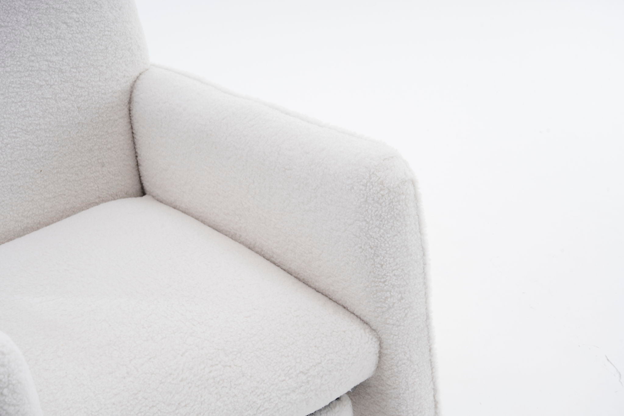 Teddy Fabric Nursery Rocking Chair With Adjustable Footrest - Ivory