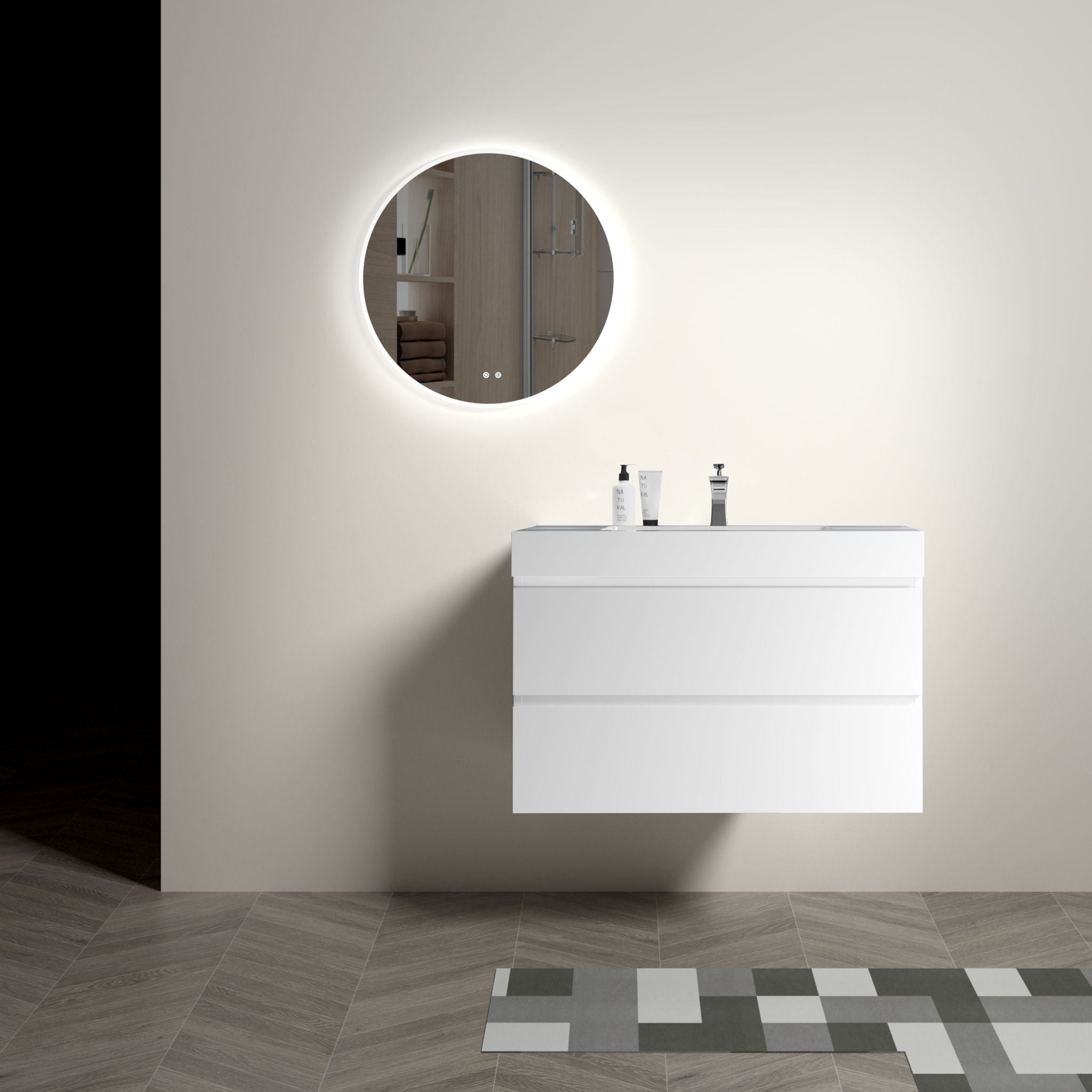 Alice - Bathroom Vanity With Large Storage, Sink, Wall Mounted