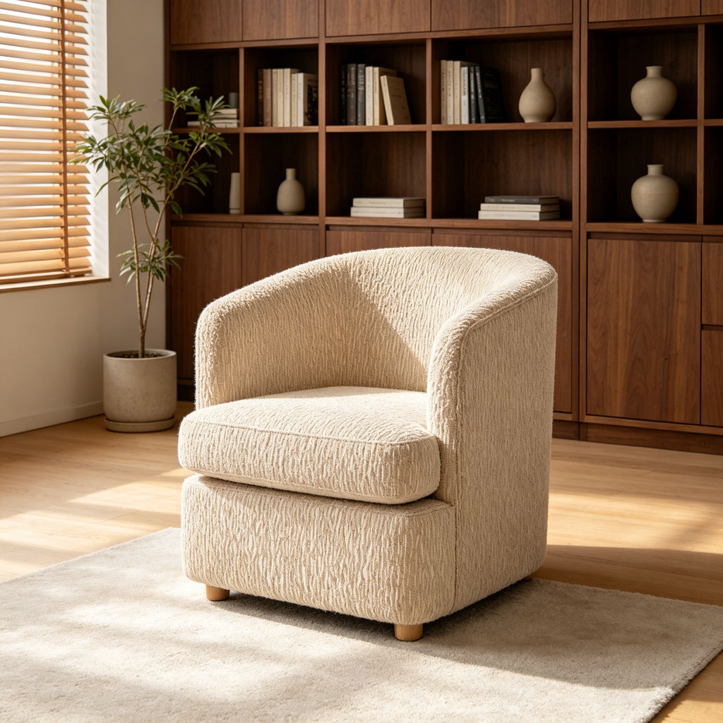 Arm Lounge Chair With Removable Seat Cushion - Light Brown