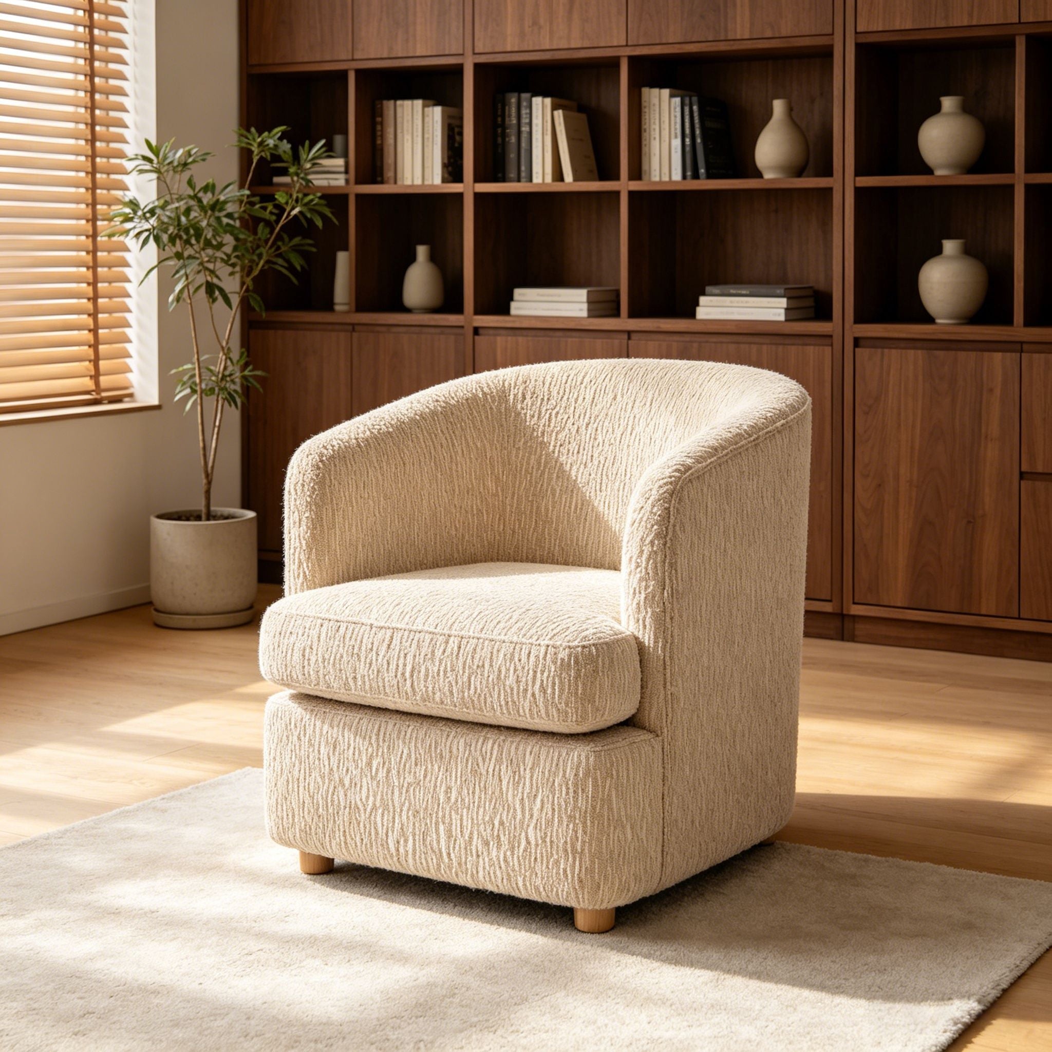 Arm Lounge Chair With Removable Seat Cushion - Light Brown