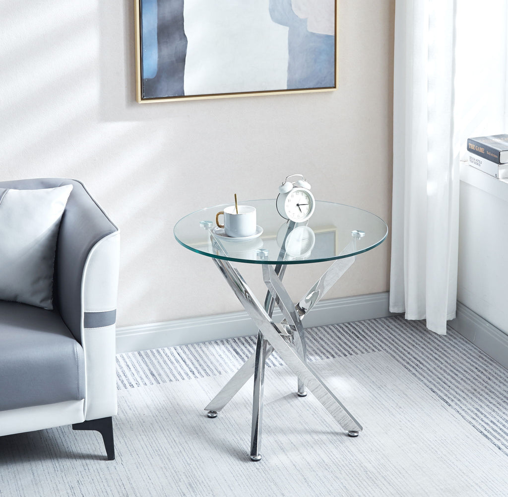 Modern Round Tempered Glass Table With Legs