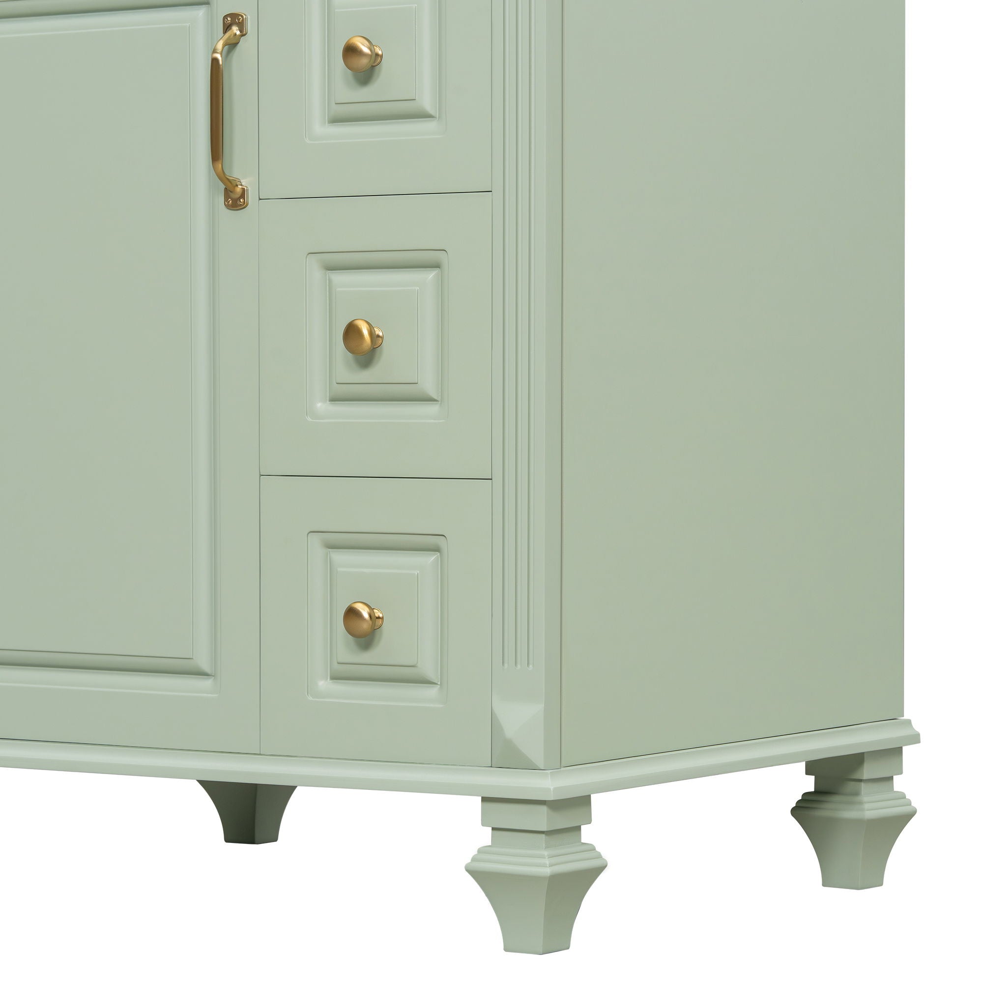 Freestanding Bathroom Vanity With Sink, 3 Drawers & Flip-Out Drawer