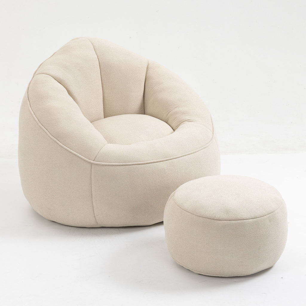 Bedding Bean Bag Sofa Chair High Pressure Foam With Footrest