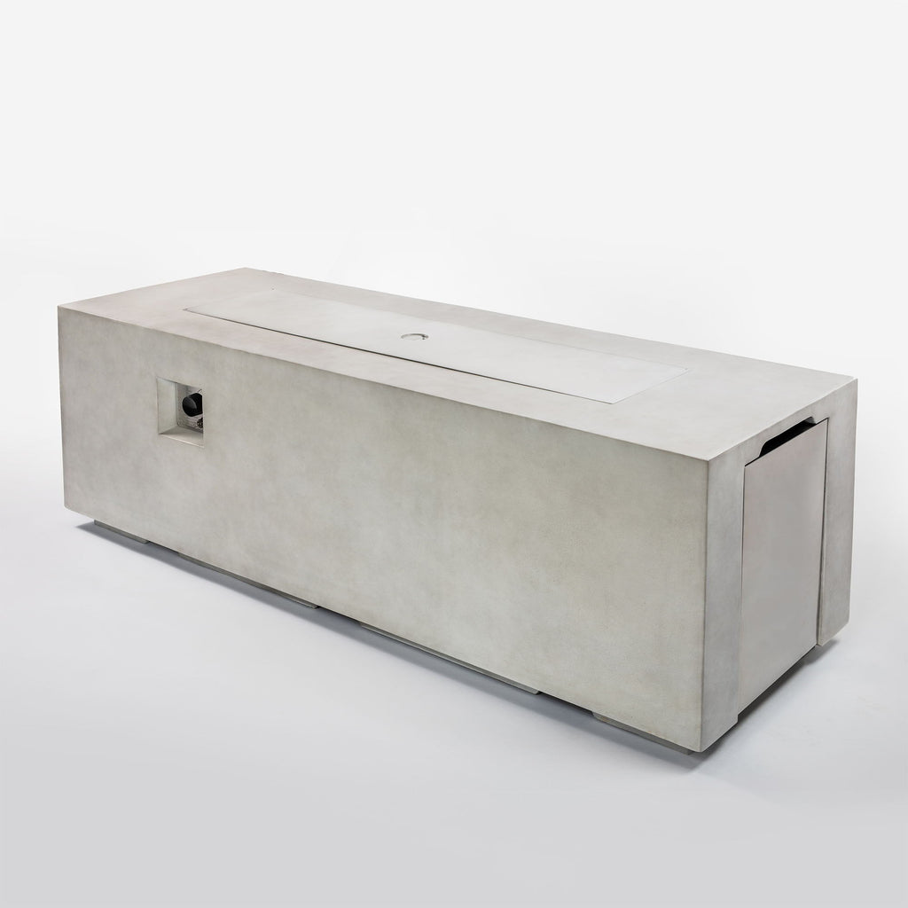 Propane Gas 60000 Btu Rectangular Fire Pit For Outside - Light Gray
