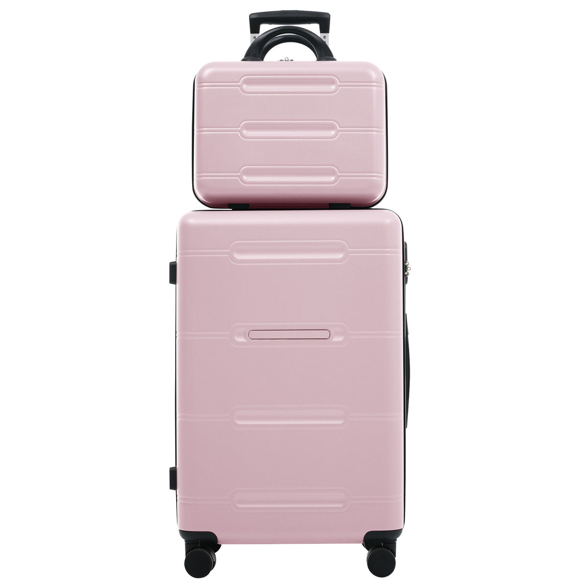 6 Piece Lightweight Hardshell Luggage Set With Double Spinner Wheels, Password Lock