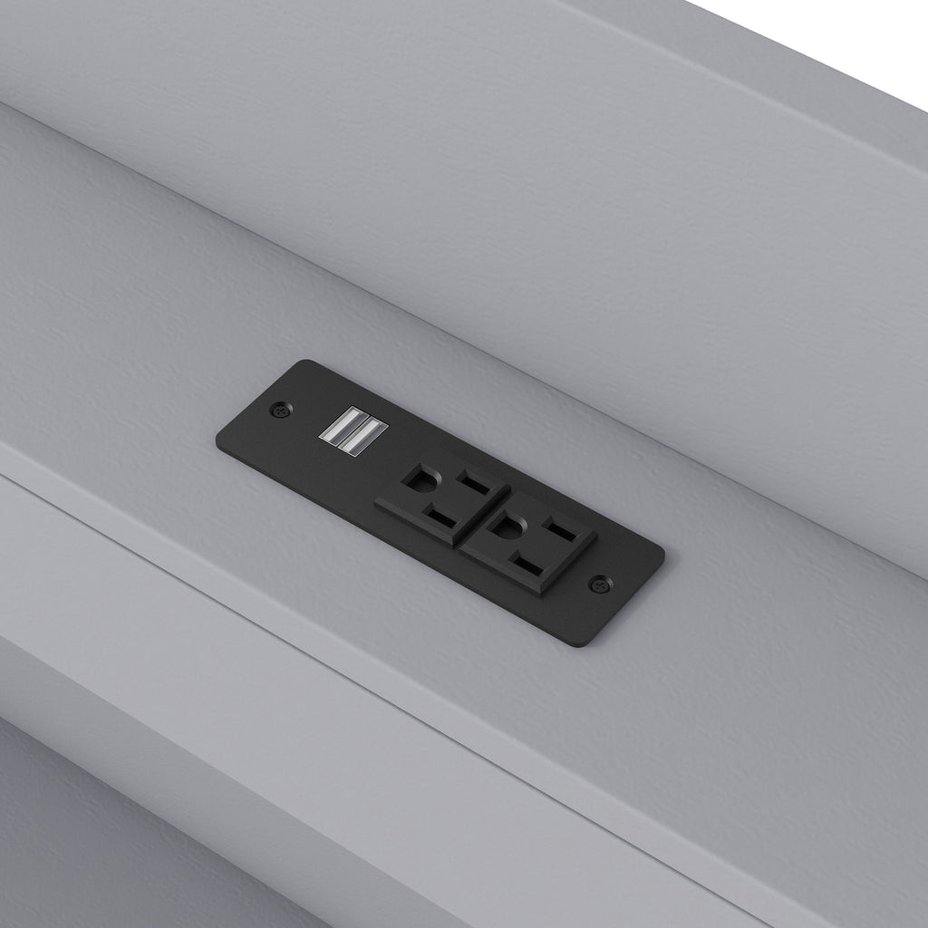Platform Bed With LED Headboard, Charging Station, Trundle And 2 Drawers