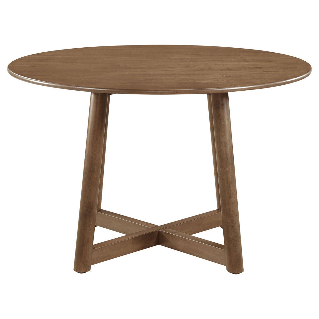 Guinea - 5 Piece Dining Set With Round Table And Upholstered Chairs - Walnut