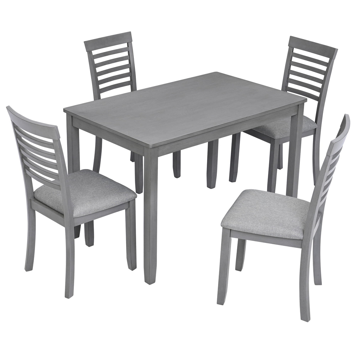 5 Pieces Modern Dining Set, Rectangular Wooden Dining Table With 4 Upholstered Chairs