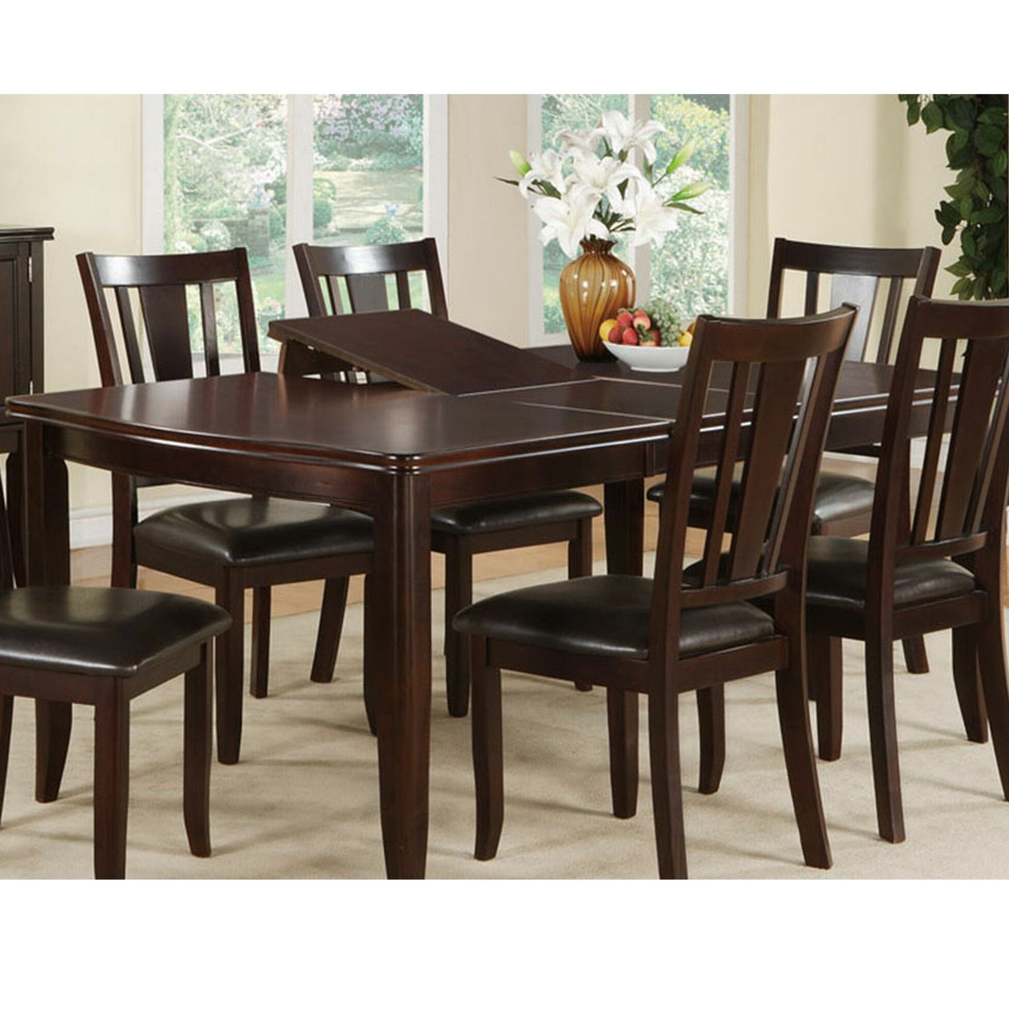 7 Piece Set, Dining Table With Butterfly Leaf And 6 Side Chairs - Espresso