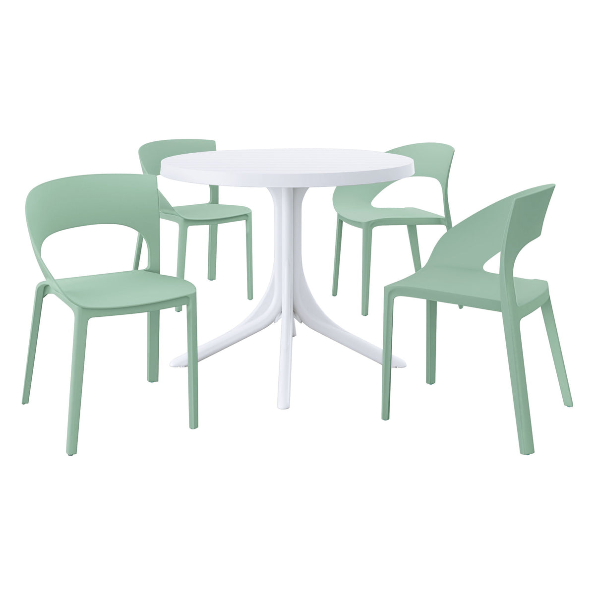 4 Piece Set Of Modern Designed Single Chairs With Round Table