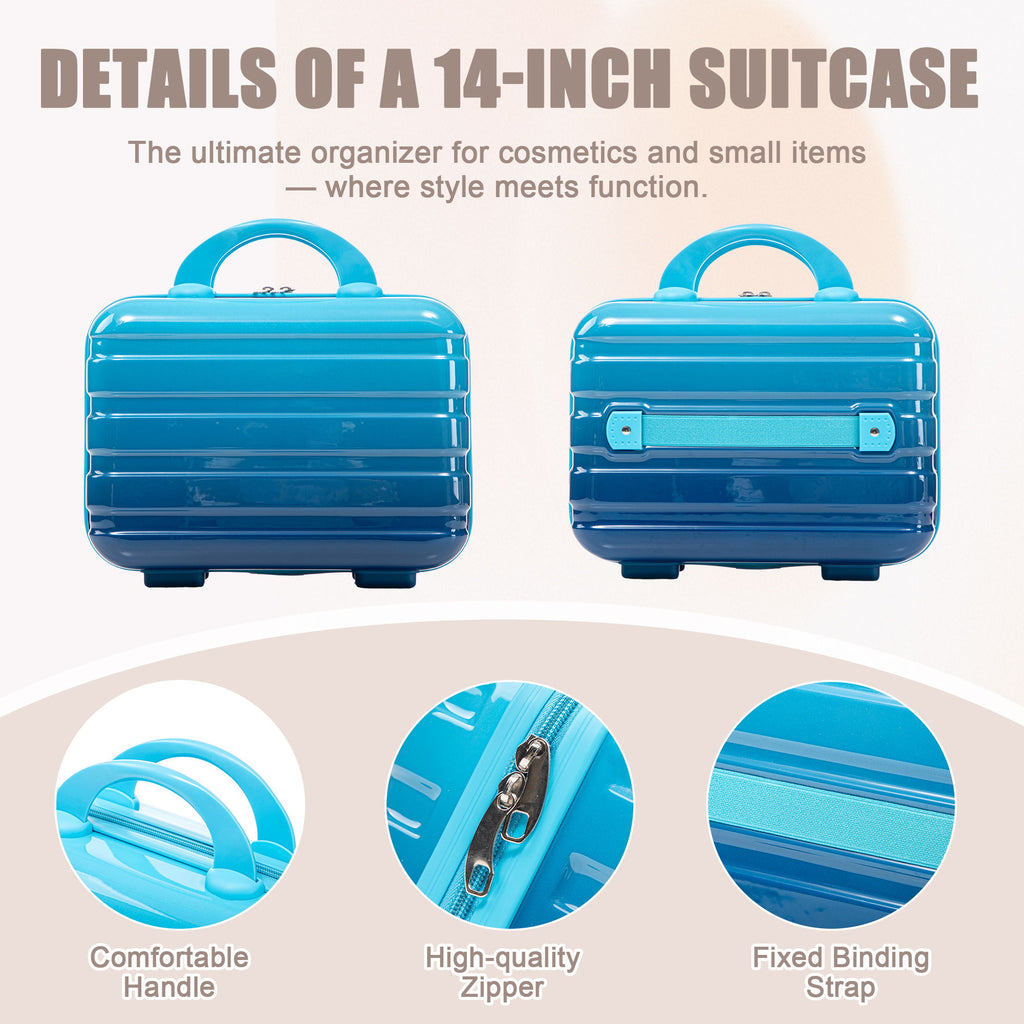 Luggage Set 14" / 20" With Combination Lock And Cosmetic Case